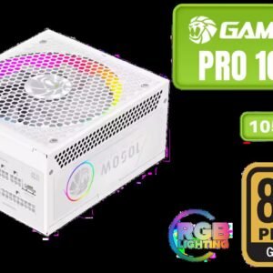 Gamemax RGB PRO 1050G 1050W Power Supply - White / 1050W 80 Plus Gold ATX 3.1 / Native PCIe 5.1 12V-2x6 GPU Connector / 90%+ Efficiency For Reduced