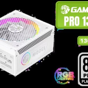 Gamemax RGB PRO 1300P 1300W Power Supply - White / 1300W 80 Plus Platinum ATX 3.1 / Native PCIe 5.1 12V-2x6 GPU Connector / Adaptive 140mm Smart Fan