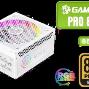 Gamemax RGB PRO 850P 850W Power Supply - White / 850W 80 Plus Gold ATX 3.1 / Native 12V-2x6 GPU Connector / Adaptive 14cm Smart Fan / Premium