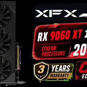 XFX SWIFT AMD Radeon RX 9060 XT OC Triple Fan 16GB Graphics Card - Black / 16GB GDDR6 / 2048 Stream Processors / 128-bit Memory Interface / Boost