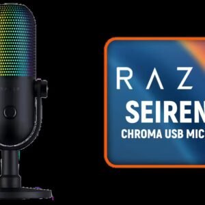 Razer Seiren V3 Chroma 32-bit DSP RGB USB Microphone - Black / Supercardioid Condenser Mic / Stream and Game Reactive Lighting / Multi-Function