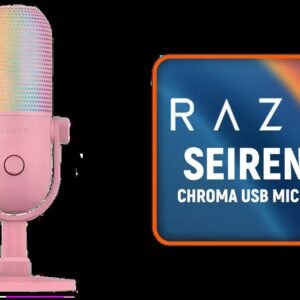 Razer Seiren V3 Chroma 32-bit DSP RGB USB Microphone - Quartz / Supercardioid Condenser Mic / Stream and Game Reactive Lighting / Multi-Function