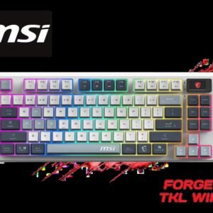 MSI Forge GK600 TKL Wireless Keyboard - Sky / TKL Compact Tenkeyless Design / Mechanical Linear Switches / Hot-Swappable Switch Support / Tri-Mode