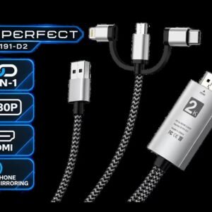 UPERFECT UCable HDMI to 3-in-1 Mirroring Adapter Cable / Mirror iPhone Android USB-C Instantly / 1080P HD Video No Lag / Landscape Portrait