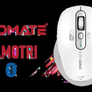 PROMATE SamoTri White Tri-Connect Wireless Mouse / Dual Bluetooth 5.0 / 2.4GHz Connectivity / Multi-Device Switching (Up to 3 Devices) / Smart Flying