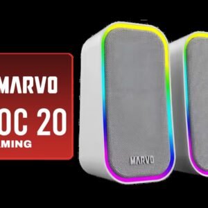 MARVO SG-285 Havoc 20 Gaming Speakers - Grey / 3.5mm Audio Jack / RGB Lighting Effects / Volume Control Knob / 2x 3W Speakers / SG-285-GY