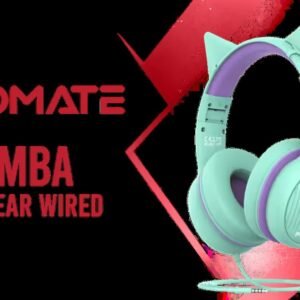 Promate Simba Over-Ear Hi-Definition SafeAudio™ Wired Headset - Emerald / 40mm Drivers / Adjustable Headband / 3.5mm Aux Connector / Audio Sharing /