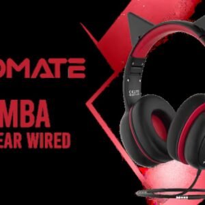 Promate Simba Over-Ear Hi-Definition SafeAudio™ Wired Headset - Onyx / 40mm Drivers / Adjustable Headband / 3.5mm Aux Connector / Audio Sharing /