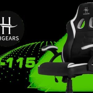 HHGears SM-115 PU Leather Gaming Chair - Black/White / High Quality PU Leather / Height Adjustability / High Quality Stitching / Max Weight Load 90kg