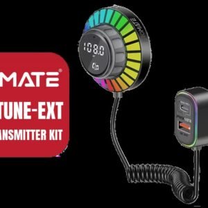 Promate RGB FM Transmitter Kit / 30W Power Delivery & Quick Charge 3.0 / Built-in Mic for Clear Calls / 1.5m Controller for Easy Access / Bluetooth