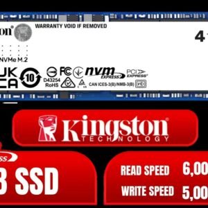 Kingston 4000G NV3 NVMe SSD / Up to 6,000MB/s Read / Up to 4,000MB/s Write / PCIe 4.0 x4 NVMe / M.2 2280 Form Factor / SNV3S/4000G