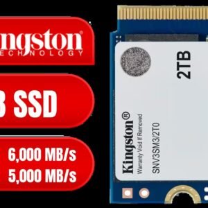 Kingston NV3 2TB NVMe SSD / Up to 6,000MB/s Read / Up to 5,000MB/s Write / PCIe 4.0 x4 NVMe / M.2 2230 Form Factor / SNV3SM3/2T0