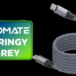 Promate USB-C to USB-C Premium Magnetic Self-Organizing Cable with 60W Power Delivery and 120cm Durable Nylon Braided Sync and Charge Cable,