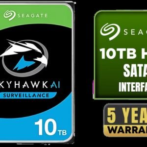 SEAGATE SKYHAWK AI 10TB 3.5\" Surveillance Hard Drive / SATA 6Gb/s Interface / 256MB Cache / 7200RPM / ImagePerfect™ AI Technology / Supports 64 HD