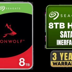 Seagate Ironwolf 8TB 3.5'' NAS HDD / 256Mb Cache / Up to 7200 RPM spin speed / Sustained rates up to 210MB/s / Error Recovery Control / CMR Recording