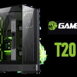 Gamemax T20 M-ATX Gaming Case - Black /  Three Sided Tempered Glass / Support 5×120mm Fan Mounts / 2 Pre-installed 120mm ARGB Fans / \t\nM-ATX