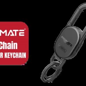 Promate TagChain Smart Carabiner Keychain - Black / Apple Find My Integration / 100mAH Built-In Rechargeable Battery / Integrated Speaker / Works