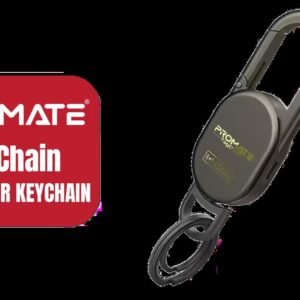 Promate TagChain Smart Carabiner Keychain - Titanium / Apple Find My Integration / 100mAH Built-In Rechargeable Battery / Integrated Speaker / Works