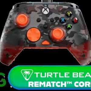 TURTLE BEACH Rematch Core Wired Controller Ghost Camo Black/Orange / Game & Chat Mix Controls with Master Volume & Mic Mute / Ergonomic Design for