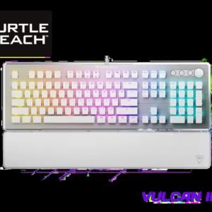 TURTLE BEACH Vulcan II US Mechanical Gaming Keyboard - White / TITAN II Red Switches / 100M Keystroke Durability / Detachable Palm Rest / Media