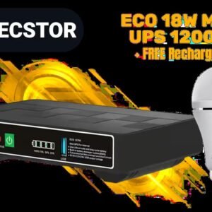Elecstor-ECO 18W Mini DC UPS 12000mAh - 38WH Backup power for router / TIT-ECO32700 + FREE Elecstor Rechargeable Bulb