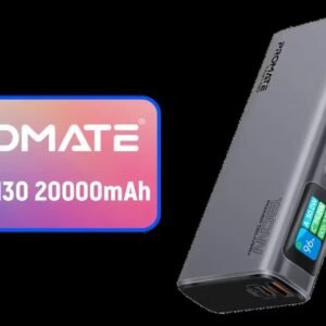 Promate Titan-130 20000mAh Power Bank / 60W & 100W Power Delivery / 30W QC 3.0 Port / Smart TFT LCD Screen / TITAN-130