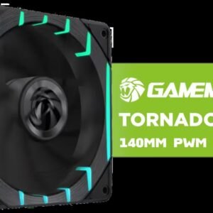 GAMEMAX Tornado T14 ARGB Case Fan - Black / 140mm High-Airflow Fan / 24 ARGB LEDs with AURA Sync Support / 66.89 CFM Airflow & 2.62mmH₂O Static