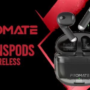 Promate Transpods TWS in Ear Earbuds with Mic,True Wireless Earphones with Bluetooth V5.3,13Mm Dynamic Drivers,26Hr Playback,Intelligent Touch