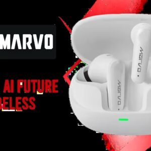 MARVO TS9389 AI Future Wireless Earphones - White / Smart Touch Control / Type-C Fast Charging / Low Latency / Long Battery Life / Support