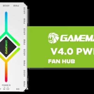 Gamemax V4.0 PWM ARGB Fan Hub - White / Compatible with ASUS, MSI, Gigabyte, ASRock / Magnetic design for easy installation / 5V 3-pin ARGB