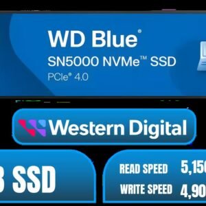 Western Digital 1TB WD Blue SN5000 NVMe Internal Solid State Drive SSD - PCIe Gen 4.0, M.2 2280, Up to 5,150 MB/s / WDS100T4B0E