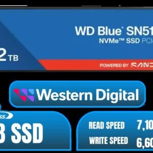 Western Digital 2TB WD Blue SN5100 NVMe Internal Solid State Drive / M.2 2280 Form Factor / Read Speeds up to 7100MB/s / Write Speeds up to 6600MB/s