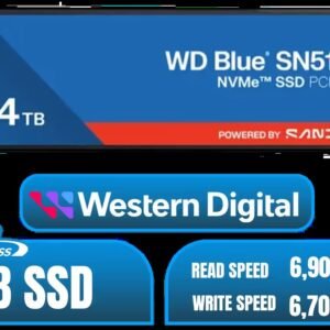Western Digital 4TB WD Blue SN5100 NVMe Internal Solid State Drive / M.2 2280 Form Factor / Read Speeds up to 6900MB/s / Write Speeds up to 6700MB/s
