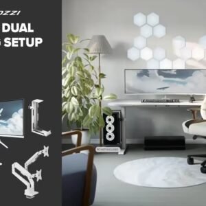 [White] Arozzi Dual Monitor Gaming Setup / Arozzi Nova 27\" Gaming Monitor, 180Hz Refresh Rate, QHD (2560x1440) Resolution, 1ms Response Time,