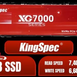 KingSpec XG7000 1TB NVMe Internal Solid State Drive SSD / TLC NAND flash memory /  PCIe Gen 4.0, M.2 2280, Up to 7400MB/s/6600MB/s Read/Write Speeds