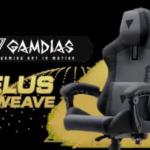 Gamdias Zelus E3 Weave Gaming Chair - Black/Grey / Fully Adjustable Headrest / Resilient Foam Filling / Adaptive Jointed Armrest / Gas Lift Base