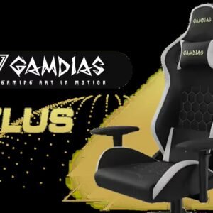 Gamdias Zelus M2 Gaming Chair - Black/White / Leather Style Vinyl Material / Adjustable Back to 150 Degree / 2D Adjustable Armrests / Class 4 Gas