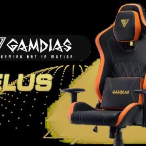 Gamdias Zelus M3 Gaming Chair - Black/Orange / Adjustable Headrest / Resilient Foam Filling / Full Backrest Recline / 5 Star Steel Base / 2D